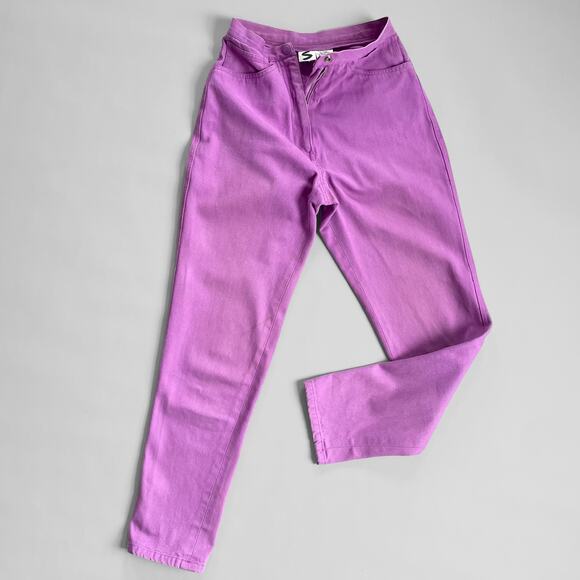 80s Stephen Sprouse Vintage S label Tapered High Waist jeans Lavender Denim 24” - Picture 2 of 12